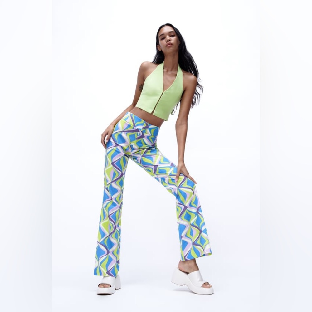 Zara Printed Flare Pants